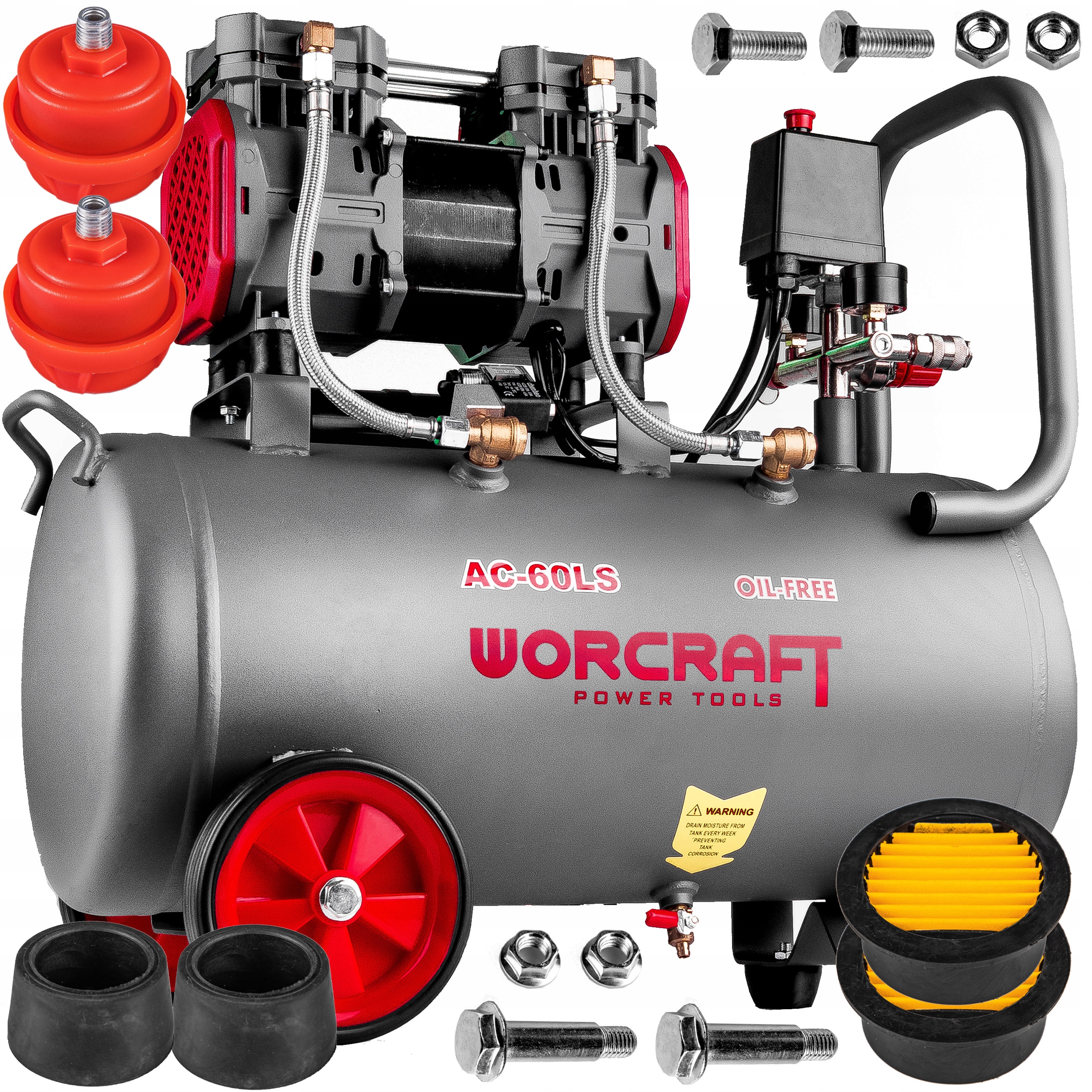 Kompresor bezolejowy Warcraft AC-60LS 50 l 8 bar